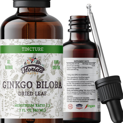 Ginkgo Biloba Tincture - Organic Ginkgo Biloba Extract (2 oz) | Florida Herbs