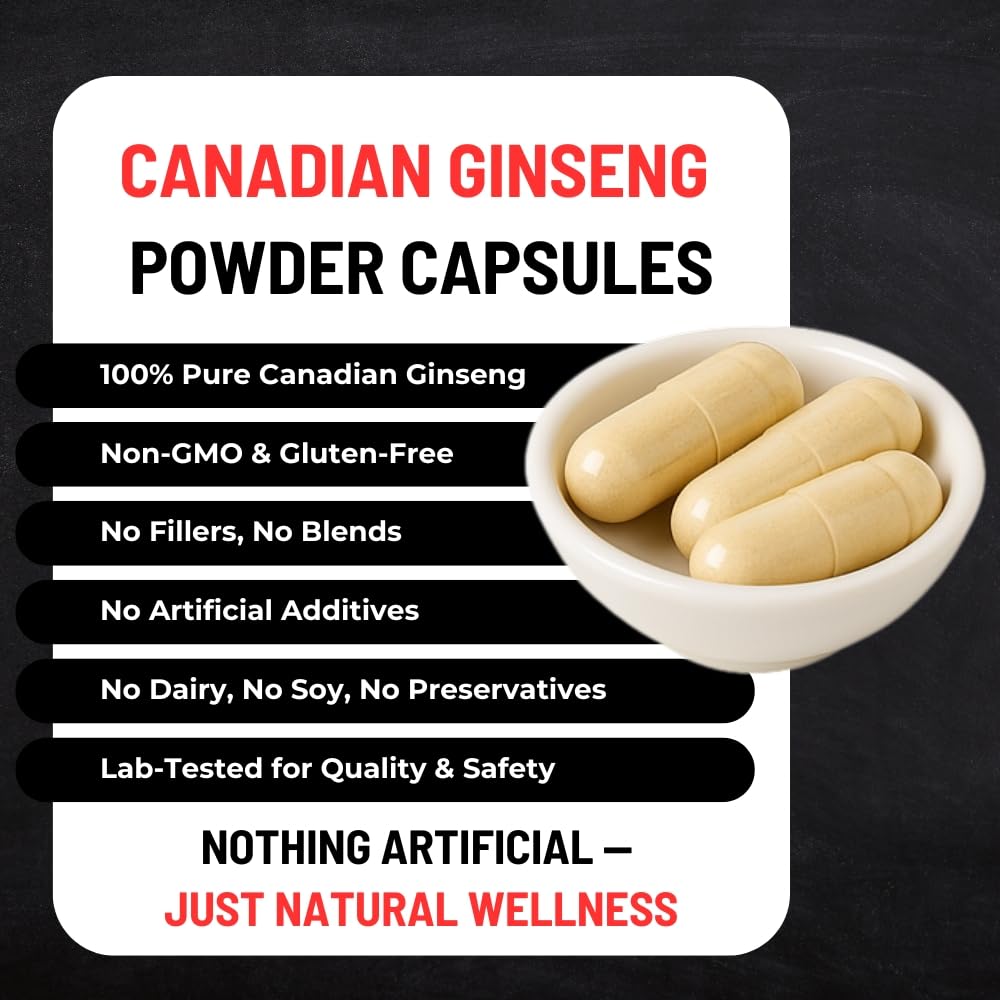 Canadian Vita Ginseng Root Powder Capsules 500mg – Focus & Energy