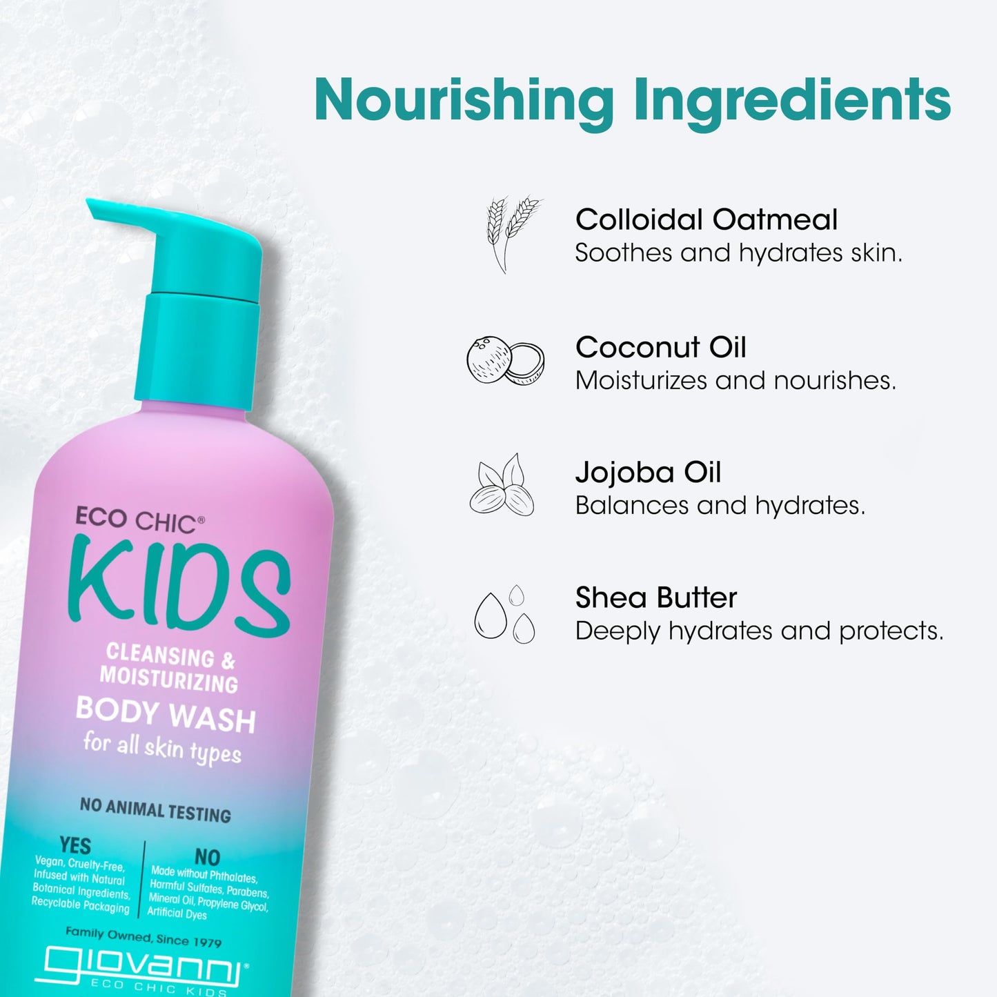 GIOVANNI Eco Chic KIDs Body Wash – Gentle, Vegan, All Skin Types (16.5 oz)