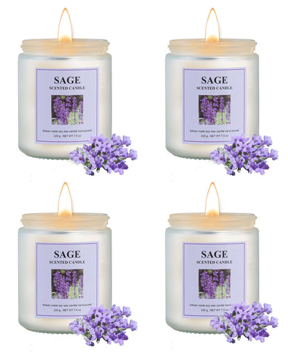 GITRANG 4 Pack Sage Candle Set – 30 oz, 200 Hour Home Aromatherapy Soy Candles