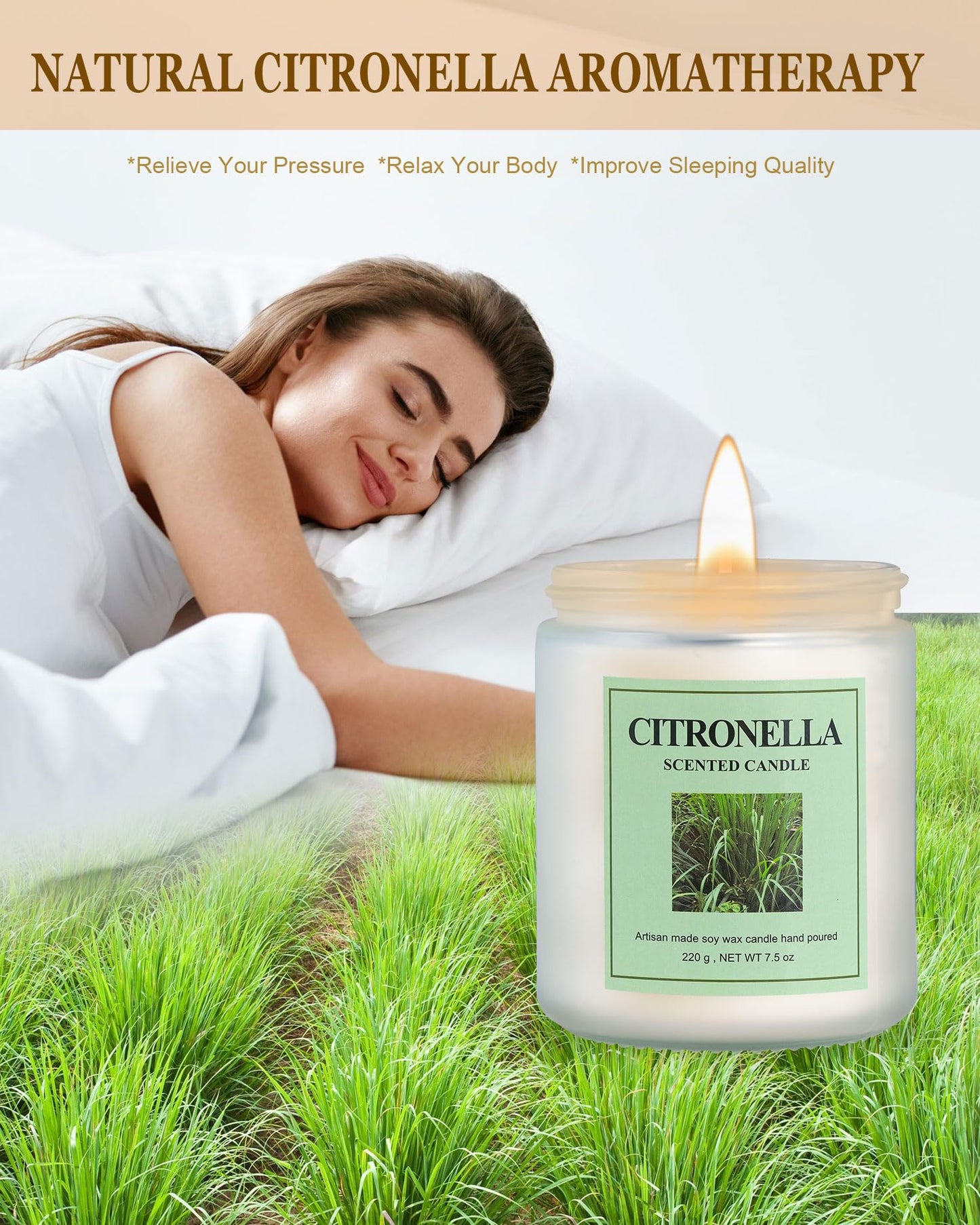 GITRANG 4 Pack Citronella Candles – 30 oz Total, 200+ Hours, Indoor & Outdoor Aromatherapy