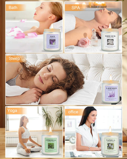 GITRANG 4 Pack Sage Candle Set – 30 oz, 200 Hour Home Aromatherapy Soy Candles