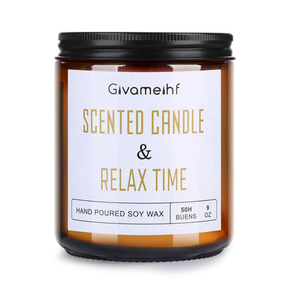 GIVAMEIHF Lavender Scented Candle 9 oz – Natural Soy Wax, 50h Burn Time, Fall Gift Set