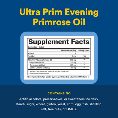 Natural Factors Omega Factors, Ultra Prim Evening Primrose Oil, 500 mg, 180 Softgels