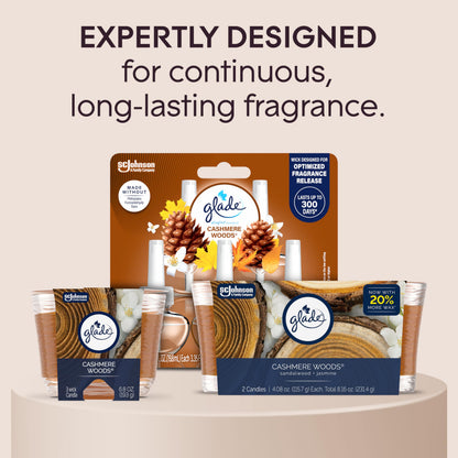 Glade Cashmere Woods 3-Wick Candle – 6.8 oz (3 Count) | Essential Oils