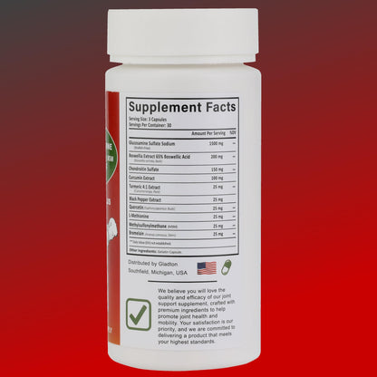 GLADTON Joint Support – Glucosamine, Chondroitin, MSM, Turmeric (90 Capsules)