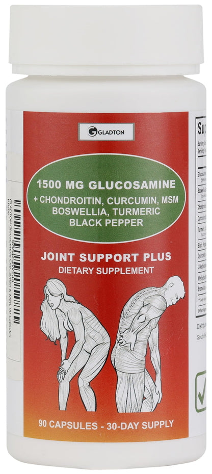 GLADTON Joint Support – Glucosamine, Chondroitin, MSM, Turmeric (90 Capsules)