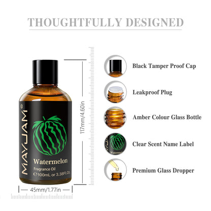 MAYJAM Watermelon Fragrance Oil 100ml – Glass Dropper, Diffuser Use & DIY Soap and Candle Making