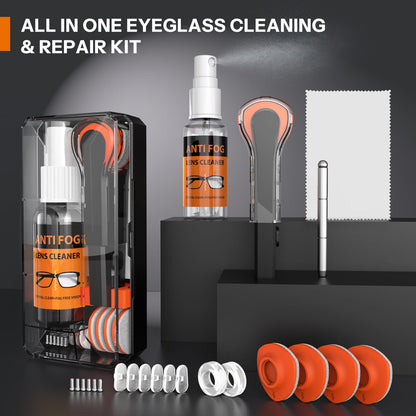 Glasses Cleaner Kit 8-in-1 – Anti-Fog Spray, Portable Cleaning Tool
