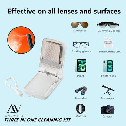 Glasses Cleaner and Screen Cleaner Spray Kit – Portable Lens Cleaner, Alcohol-Free (New)