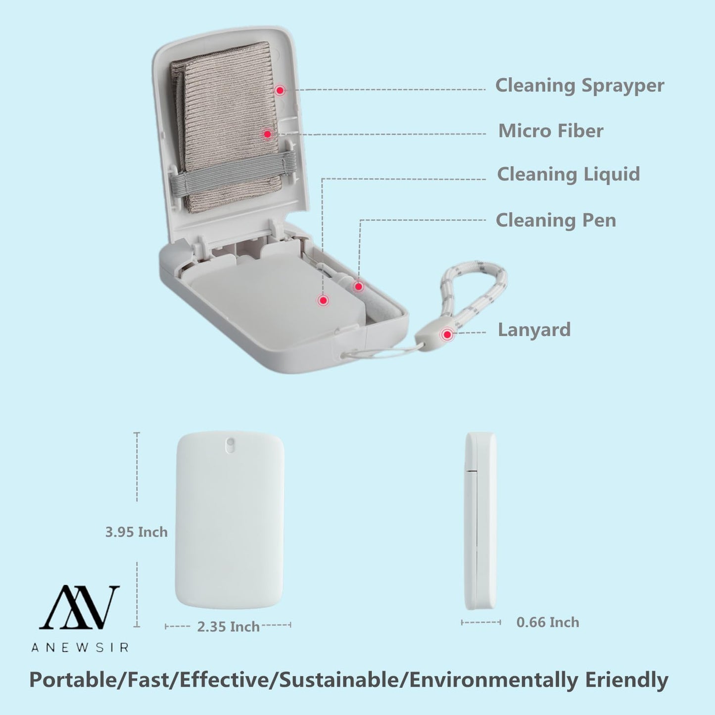 Glasses Cleaner and Screen Cleaner Spray Kit – Portable Lens Cleaner, Alcohol-Free (New)
