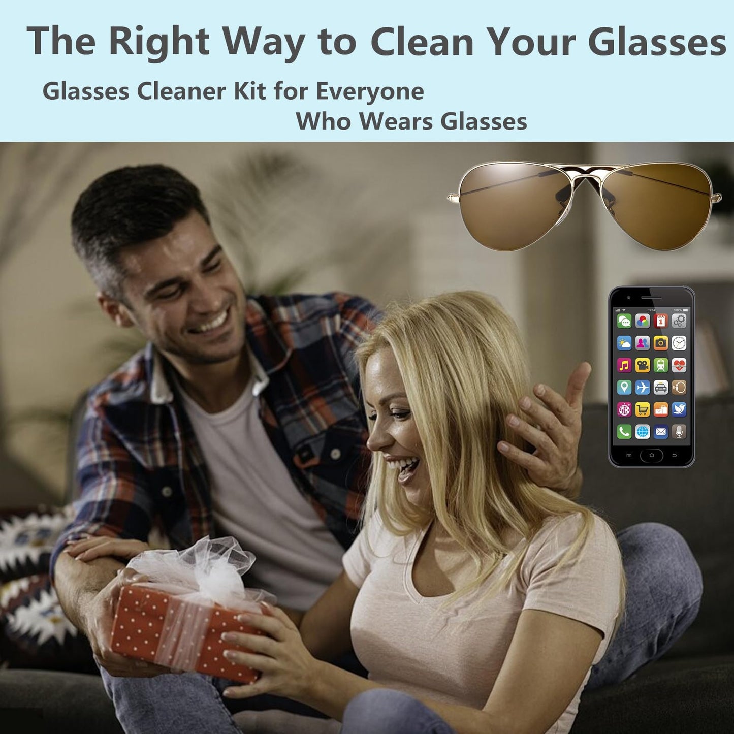 Glasses Cleaner and Screen Cleaner Spray Kit – Portable Lens Cleaner, Alcohol-Free (New)