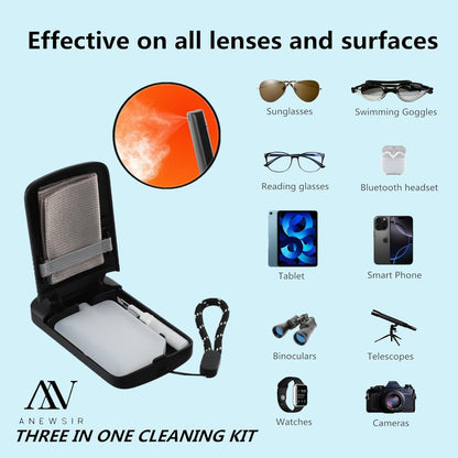 Glasses & Screen Cleaner Spray – Portable Lens Cleaner Kit (Alcohol Free)