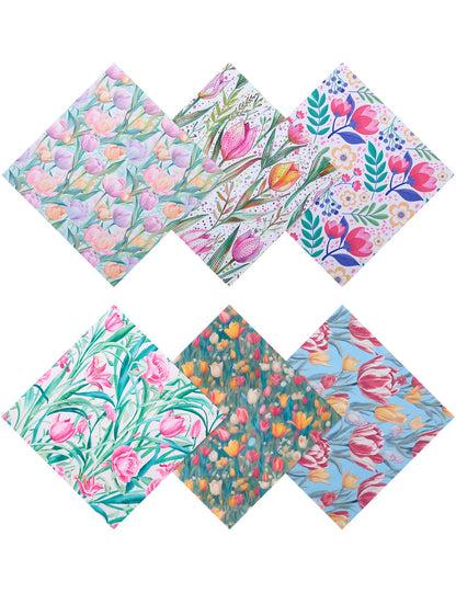 6PCS Thickened Glasses Cleaning Cloths – Tulips Design Microfiber Wipes