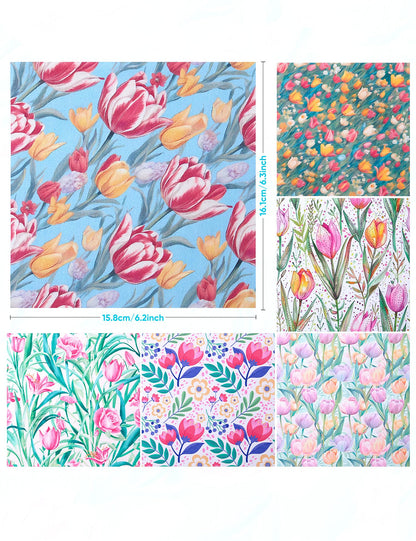 6PCS Thickened Glasses Cleaning Cloths – Tulips Design Microfiber Wipes