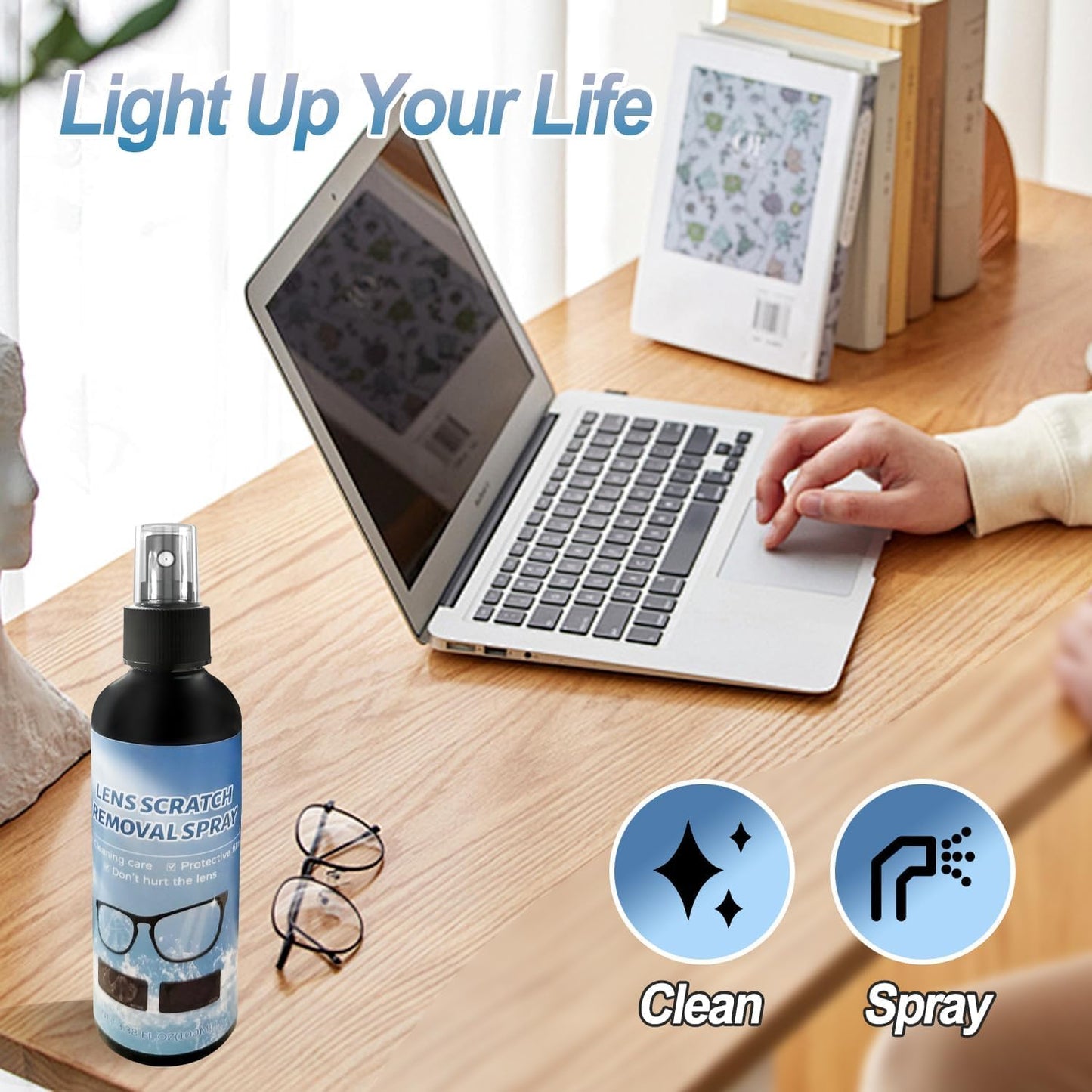 2PCs Lens Scratch Remover for Eyeglasses - Scratch Removal Spray