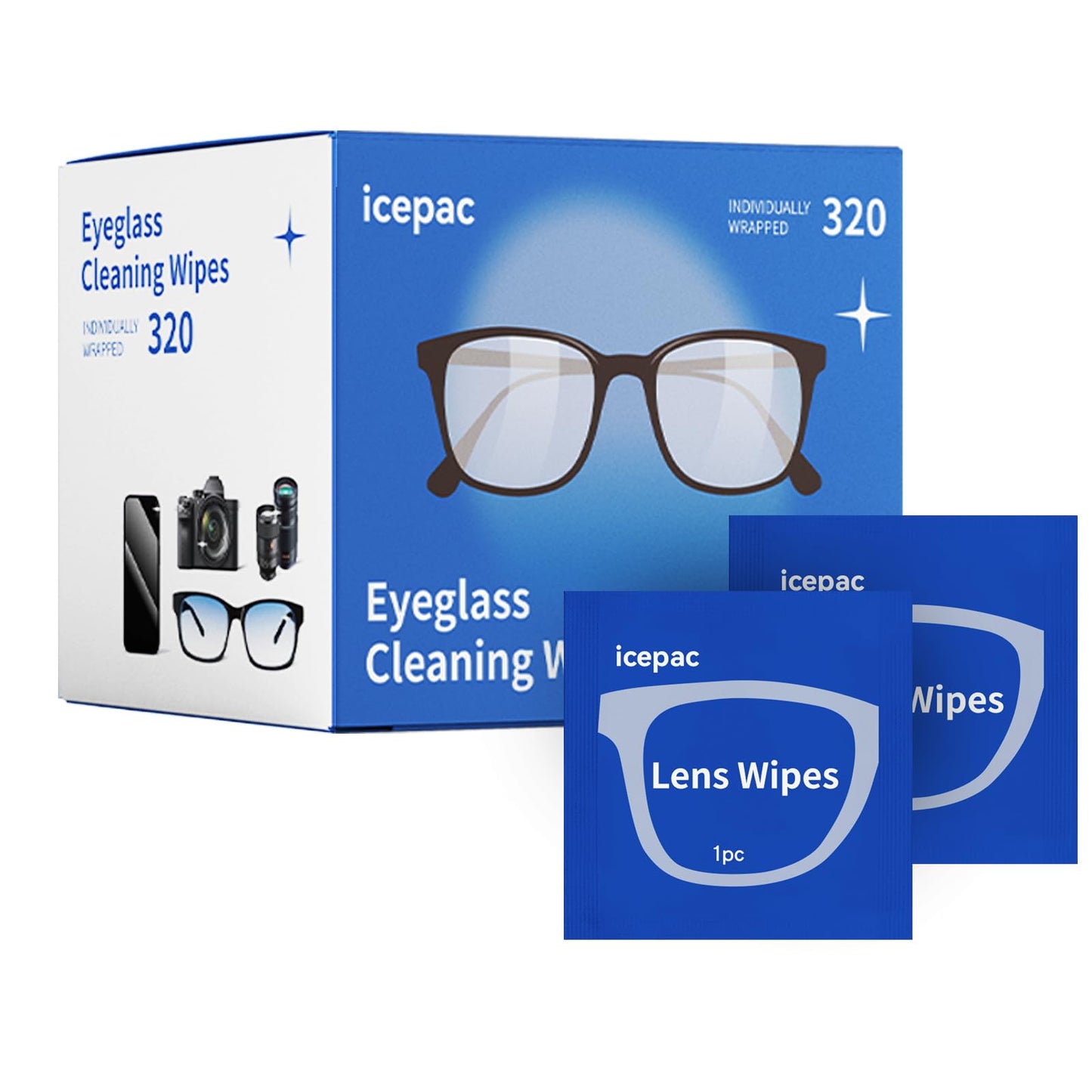 Glasses Wipes Lens Cleaner - 320 Pre-Moistened Wipes for Glasses & Screens