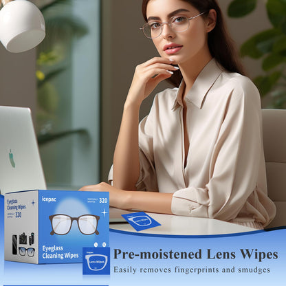 Glasses Wipes Lens Cleaner - 320 Pre-Moistened Wipes for Glasses & Screens