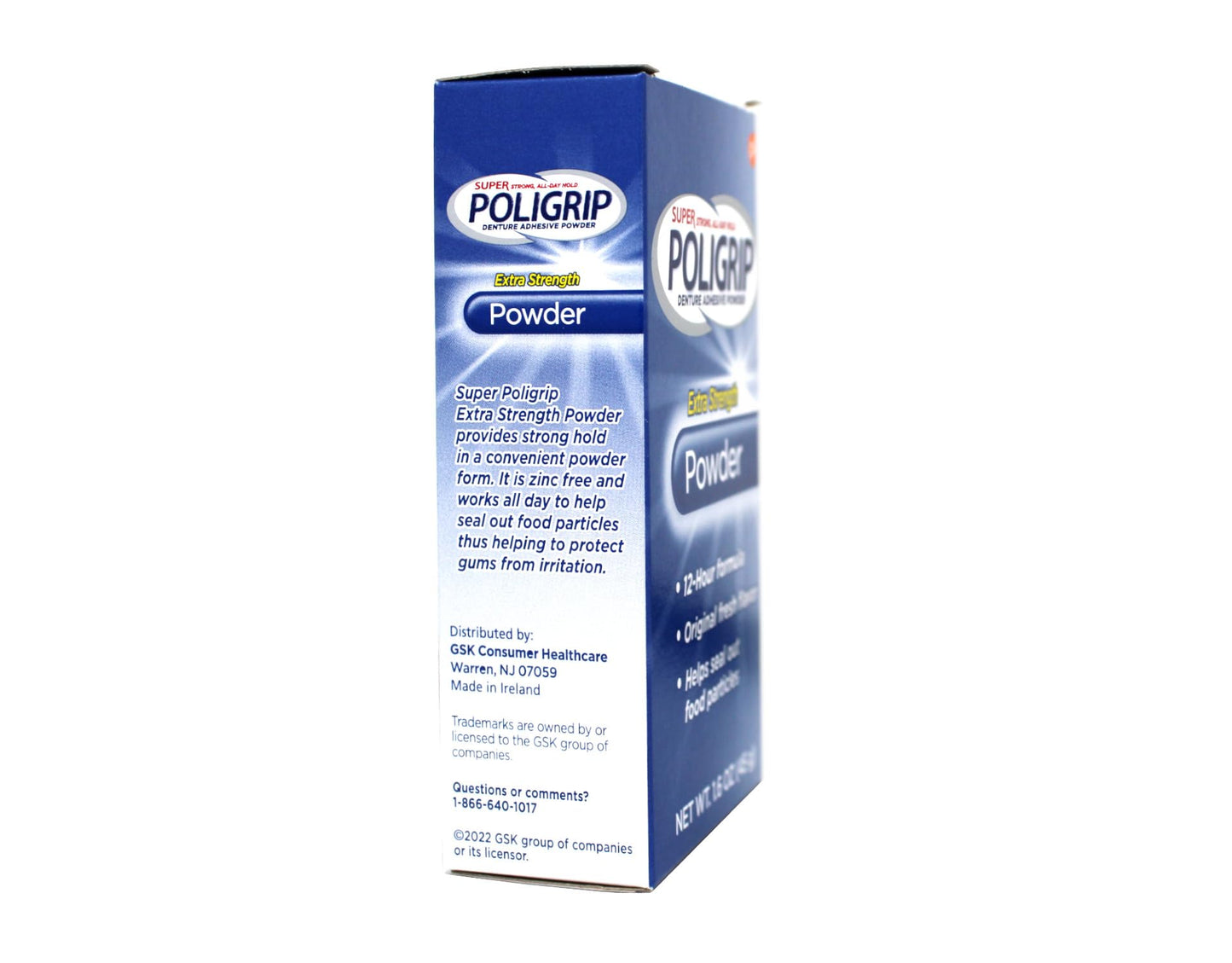 Glaxo Smith Kline Super Poligrip Denture Adhesive Powder – Extra Strength, Zinc-Free (3634227EA)