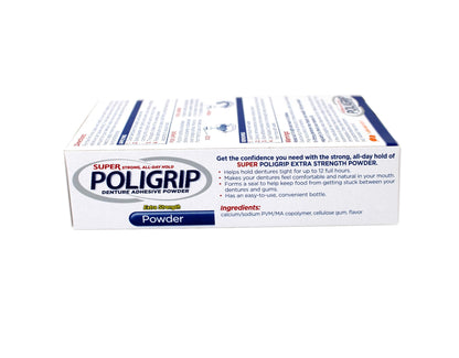 Glaxo Smith Kline Super Poligrip Denture Adhesive Powder – Extra Strength, Zinc-Free (3634227EA)