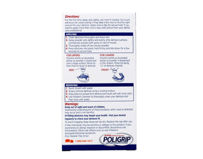 Glaxo Smith Kline Super Poligrip Denture Adhesive Powder – Extra Strength, Zinc-Free (3634227EA)