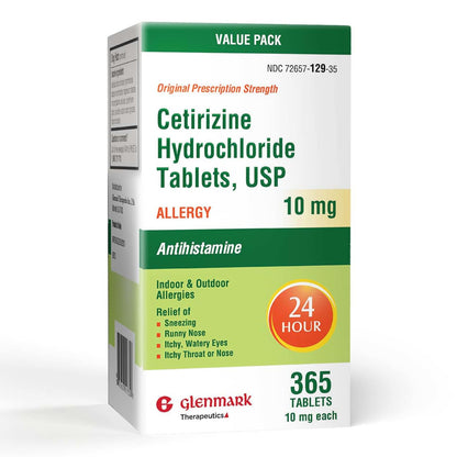 Glenmark Therapeutics Cetirizine 10 mg — 365 Count, 24-Hour Allergy Relief