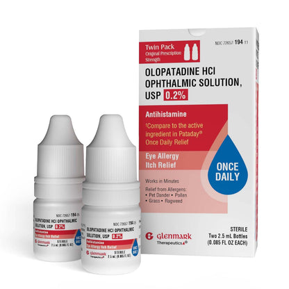 Glenmark Therapeutics Once Daily Olopatadine Eye Drops – Allergy Relief, 0.2%, Twin-Pack