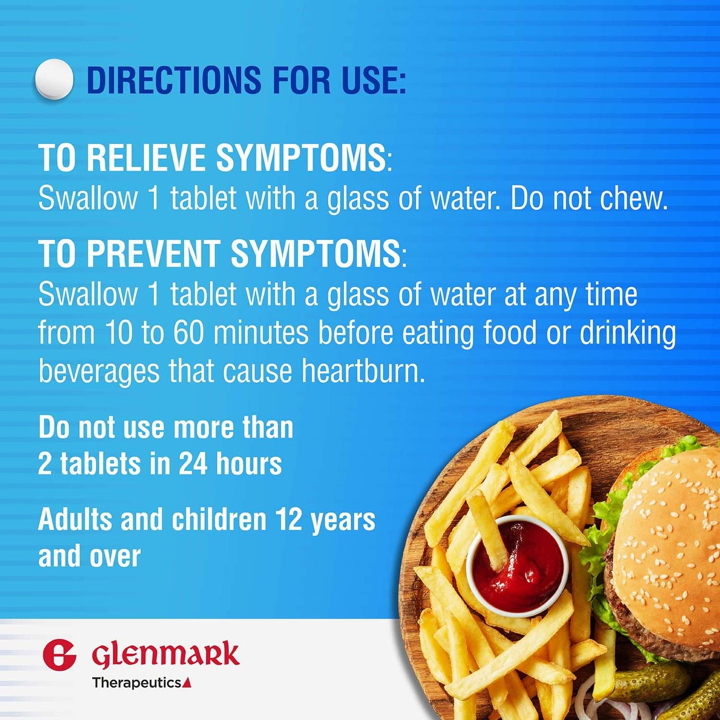 Glenmark Therapeutics Original Strength Famotidine Tablets, 10 mg, Heartburn Relief (200 Count)
