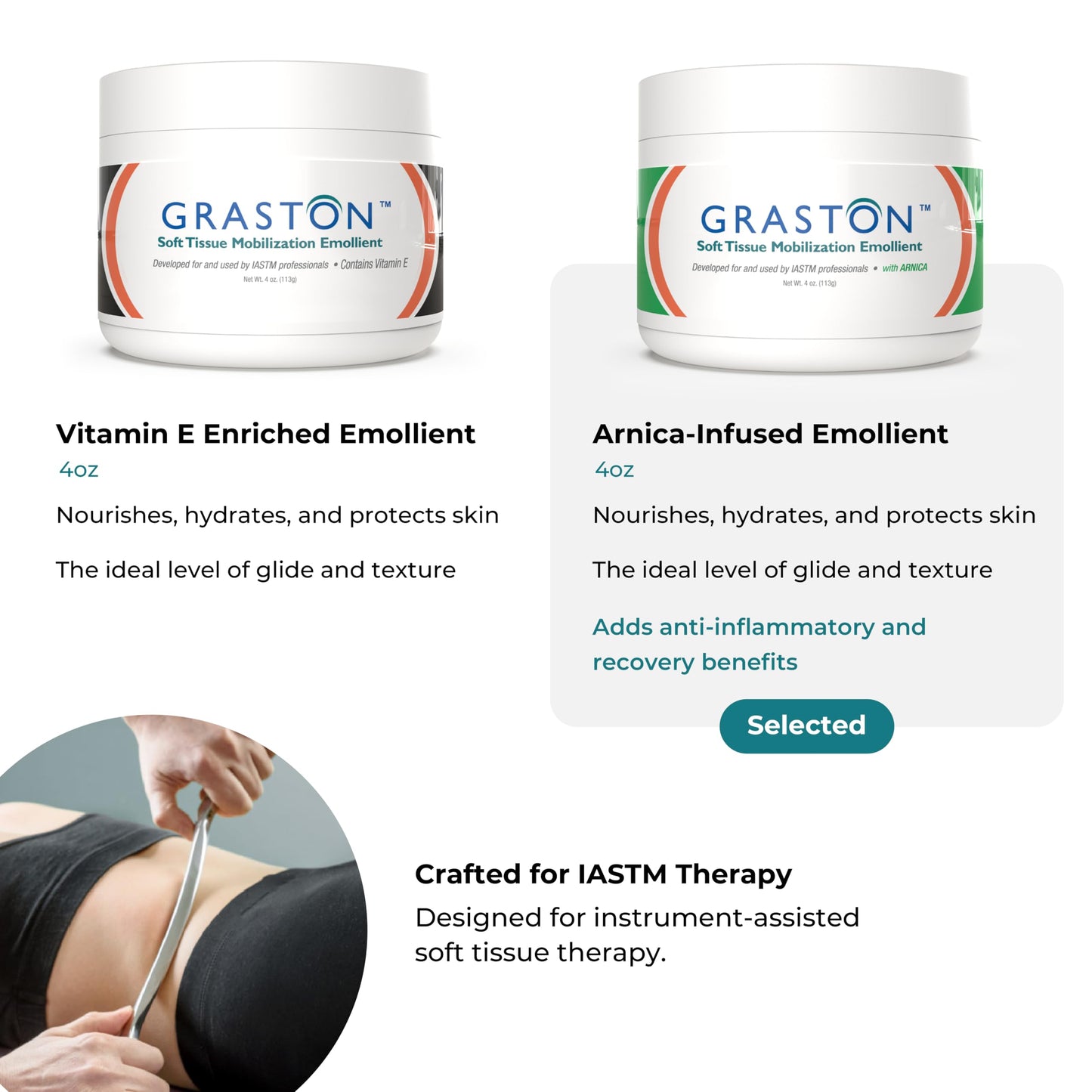 Graston Technique Arnica Soft Tissue Emollient – 4oz Jar Pro-Grade Therapy Cream for IASTM, Massage & Recovery | 3-Pack