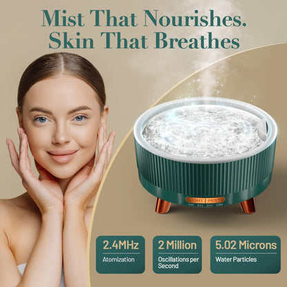 Gliship 500ml Essential Oil Diffuser – Green, Large Room Ultrasonic Diffuser with 7 LED Colors