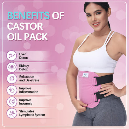 Glitz Castor Oil Pack Wrap – Reusable Organic Castor Oil Pack for Liver | Leak-Proof, Soft Cotton, Pink