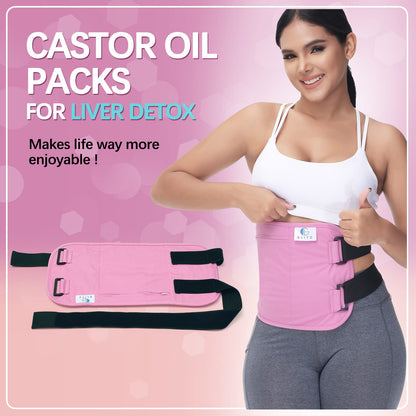 Glitz Castor Oil Pack Wrap – Reusable Organic Castor Oil Pack for Liver | Leak-Proof, Soft Cotton, Pink