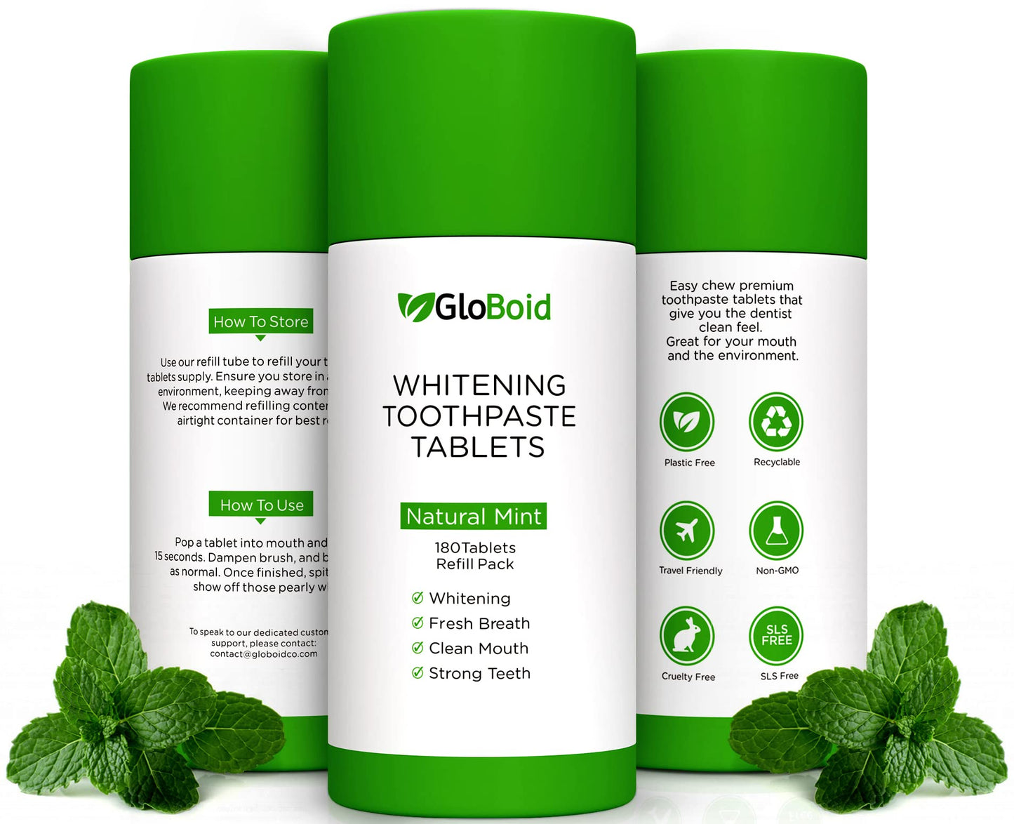 GloBoid Nano Hydroxyapatite Toothpaste Tablets – 3 Month Refill, Zero Waste