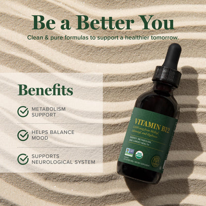 Global Healing Vitamin B12 5000 mcg Sublingual Liquid – Methylcobalamin & Hydroxo Blend, Vegan & Non-GMO (2 oz)