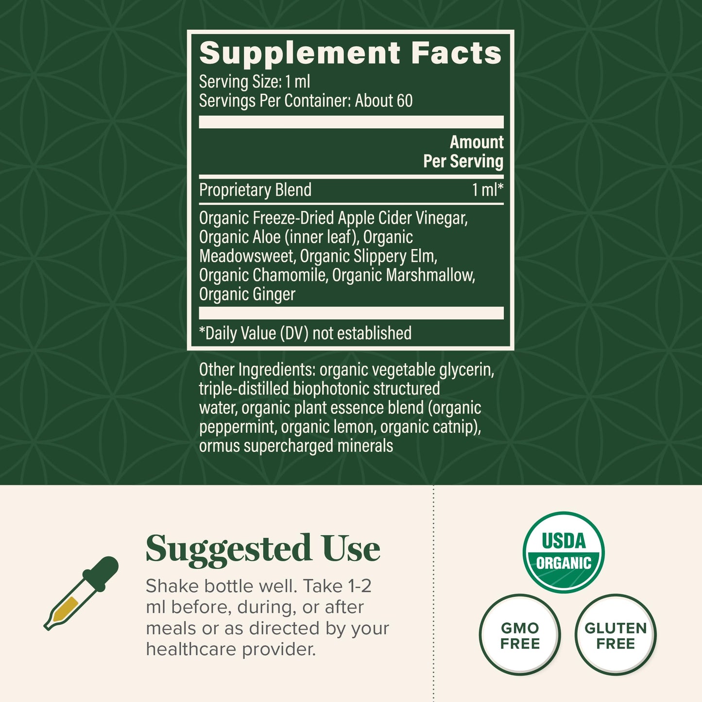 Global Healing Center Acid Reflux Relief Organic Liquid – Slippery Elm, 2 Fl oz