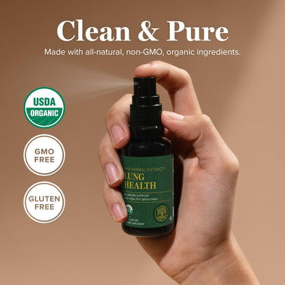 Global Healing Organic Lung Health Spray – Herbal Nasal Decongestant, Lung Support, 1 fl oz