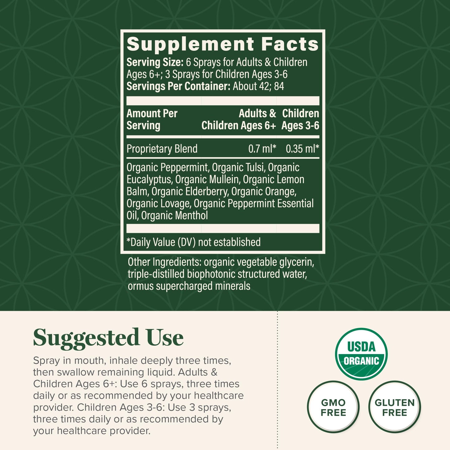 Global Healing Organic Lung Health Spray – Herbal Nasal Decongestant, Lung Support, 1 fl oz