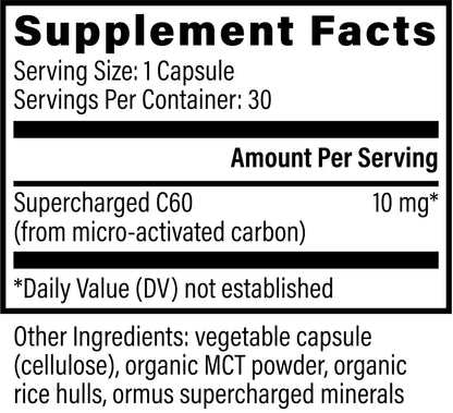 Global Healing Center Supercharged C60 – 10x More Powerful Fullerene + Organic MCT Powder (30 Capsules)