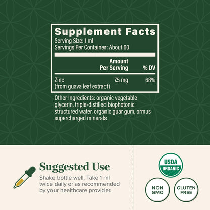 Global Healing Organic Zinc Liquid – Immune Support & Healthy Aging (2 oz)