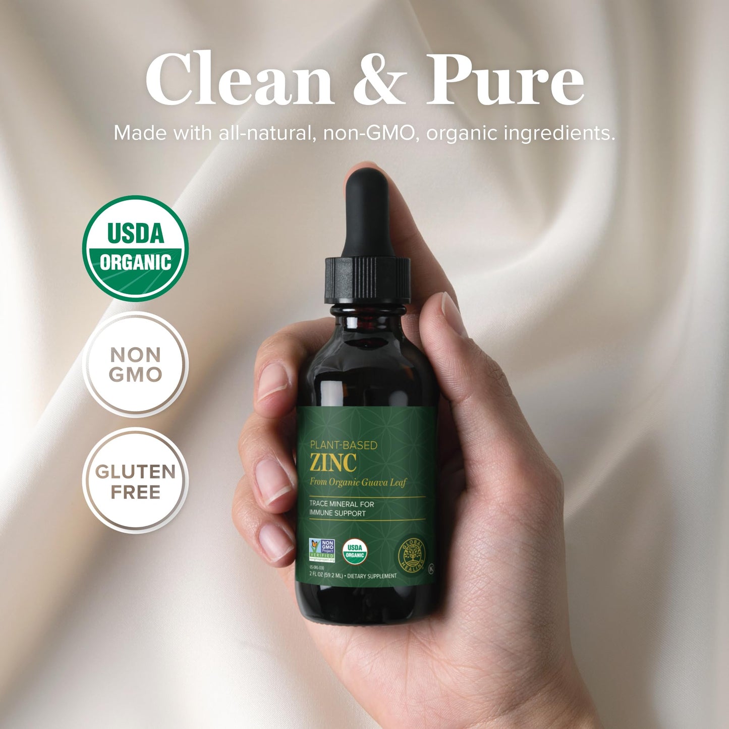 Global Healing Organic Zinc Liquid – Immune Support & Healthy Aging (2 oz)