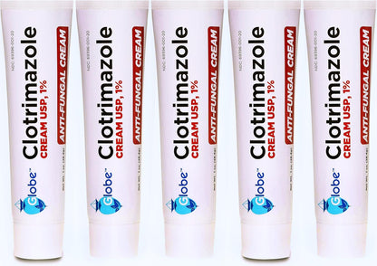 Globe Clotrimazole 1% Antifungal Cream - 5 Pack (1 oz) for Itching Relief