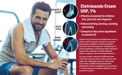 Globe Clotrimazole 1% Antifungal Cream - 5 Pack (1 oz) for Itching Relief