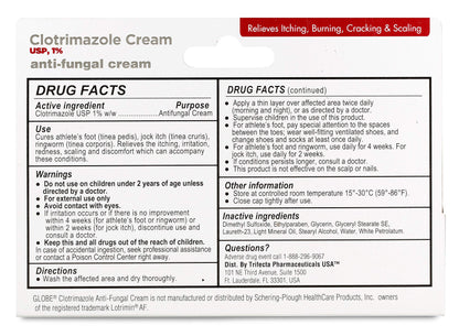 Globe Clotrimazole 1% Antifungal Cream - 5 Pack (1 oz) for Itching Relief