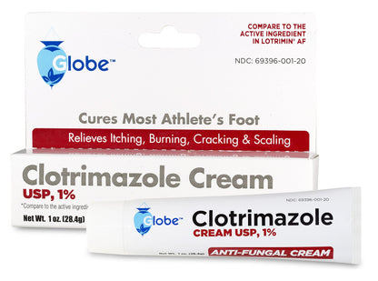 Globe Clotrimazole 1% Antifungal Cream 1 oz (4 Pack) – Relief for Itching, Burning, Cracking & Scaling
