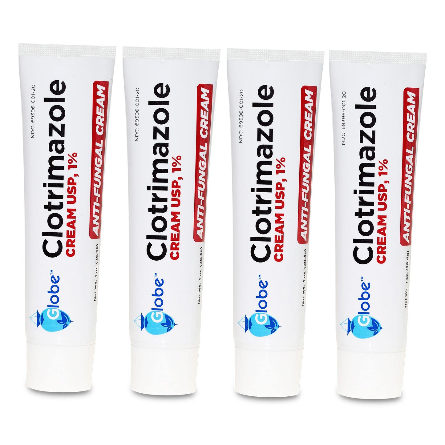 Globe Clotrimazole 1% Antifungal Cream 1 oz (4 Pack) – Relief for Itching, Burning, Cracking & Scaling