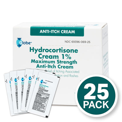Globe Hydrocortisone 1% Max Strength Cream – 0.9g Unit Packets, Pack of 2