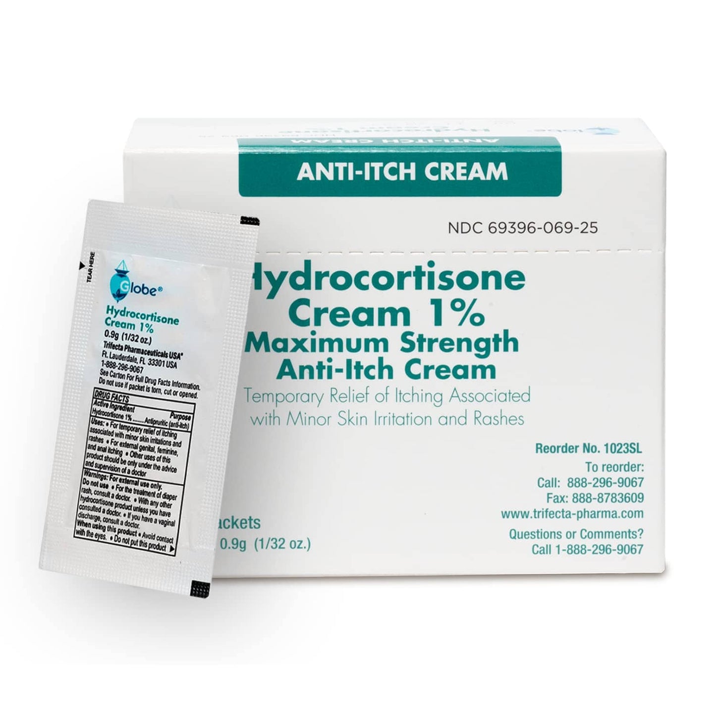 Globe Hydrocortisone 1% Max Strength Cream – 0.9g Unit Packets, Pack of 2
