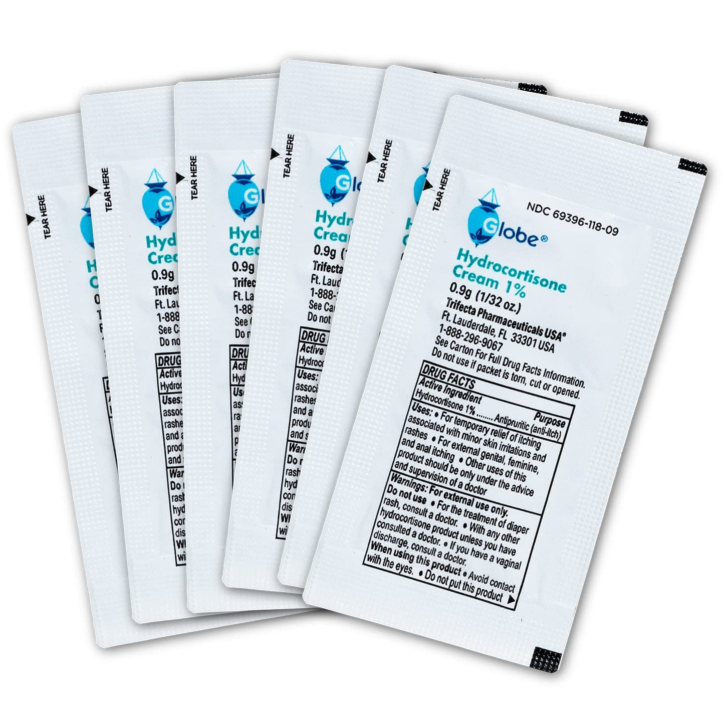 Globe Hydrocortisone 1% Max Strength Cream – 0.9g Unit Packets, Pack of 2