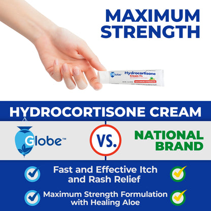 Globe (4 Pack) Hydrocortisone 1% Cream with Aloe | Instant Itch Relief