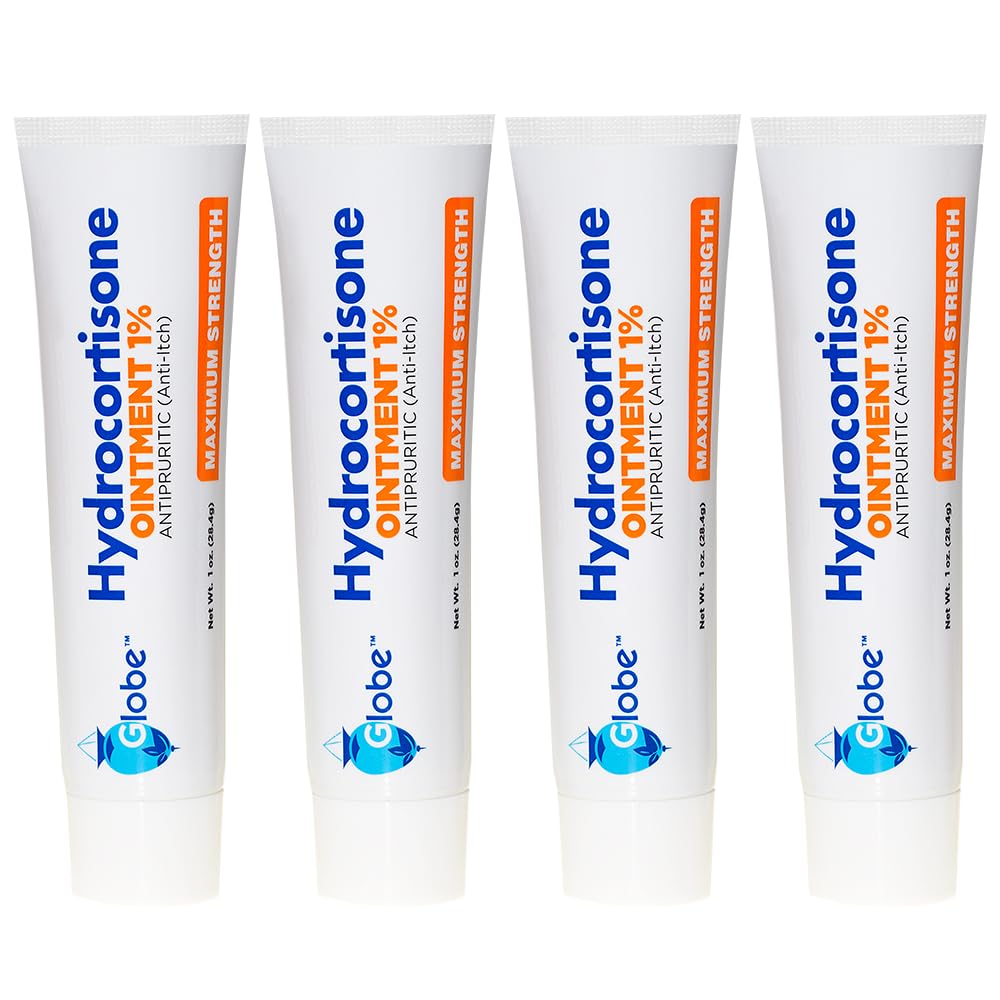 Globe (4 Pack) Hydrocortisone 1% Ointment – Maximum-Strength Anti-Itch for Itch, Rash & Insect Bites